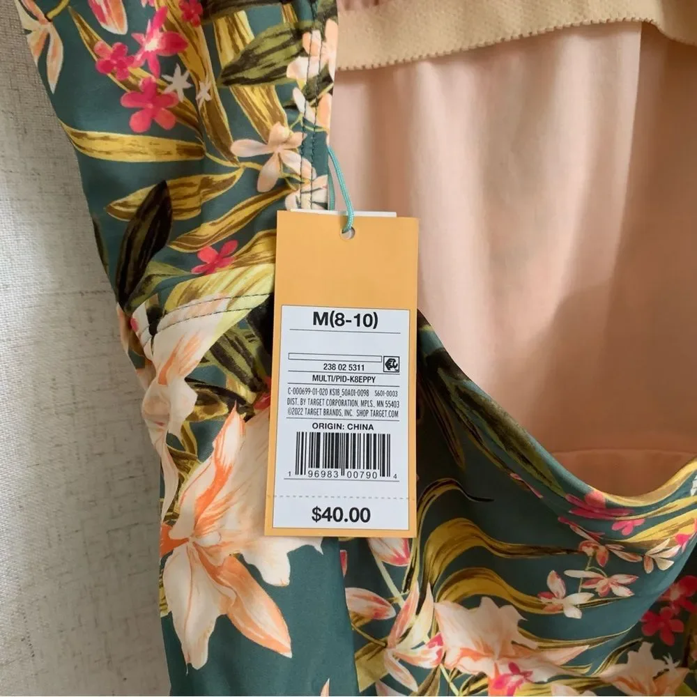 Kona Sol Multi Colored Floral Gathered Waist Medium Seat Coverage One Piece Suit